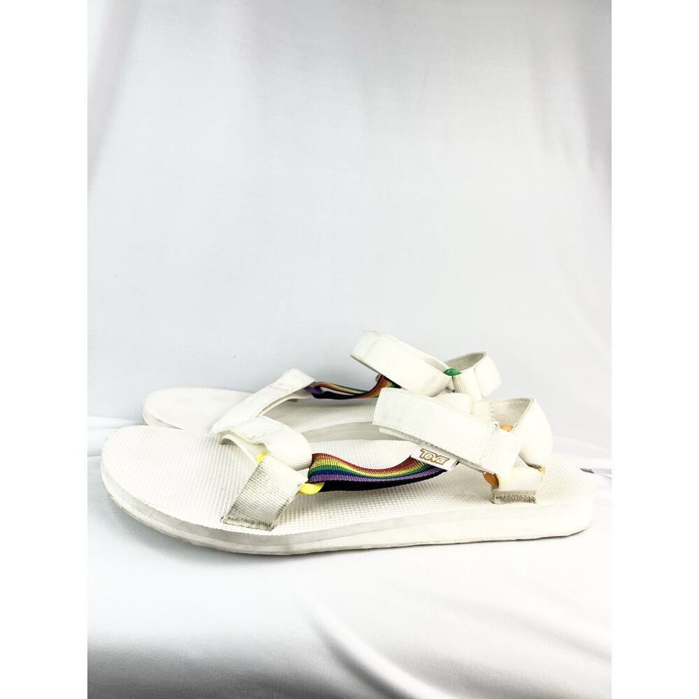 Teva Original Universal Pride Sandal Women’s 12 Rainbow Stripe White - Picture 3 of 11